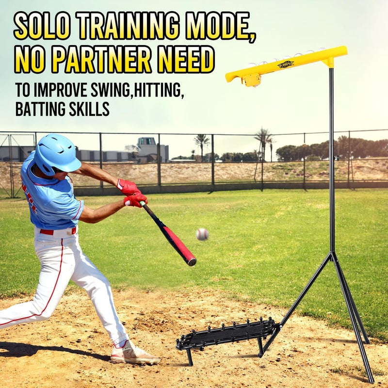 PLAYAPUT Baseball Soft Toss with Rebound Mesh Net - Hold Up 8 Balls Electric Baseball Training Equipment, Adjustable Height & Speed 6/8/10S Pitching Machine for Coaches & Players,Portable Carry Bag - Image 5